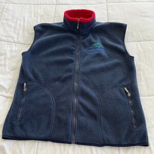 Vest Men Medium Blue Fleece Full Zip Pockets Mock Neck Aquarium of the Pacific
